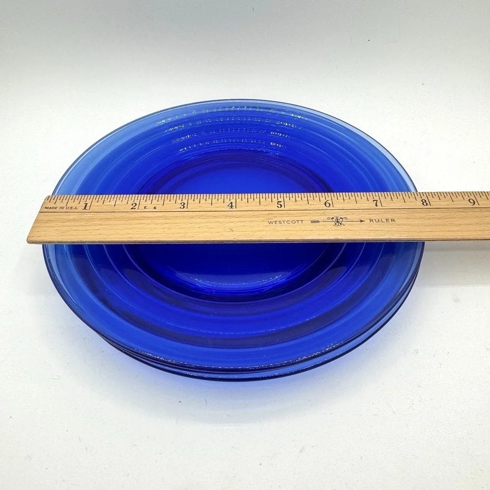 Lot of 3 Hazel Atlas Cobalt Blue Moderntone‎ Depression Plates Luncheon Art Deco
